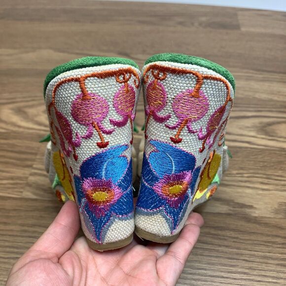 Bongo Vintage Y2K Embroidered Floral Platform 4” Wedge Sandals Size 9 Bow Front - Picture 4 of 13